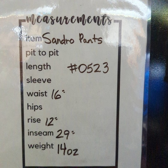 Sandro Sportswear Pants Wide Leg Chambray Woman's Size 10 Blue Button Accent - Picture 8 of 10